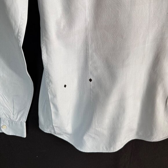 size 42, 16 1/2 Prada Mens Light Blue Button-Up Dress Shirt (stains) - Picture 6 of 12
